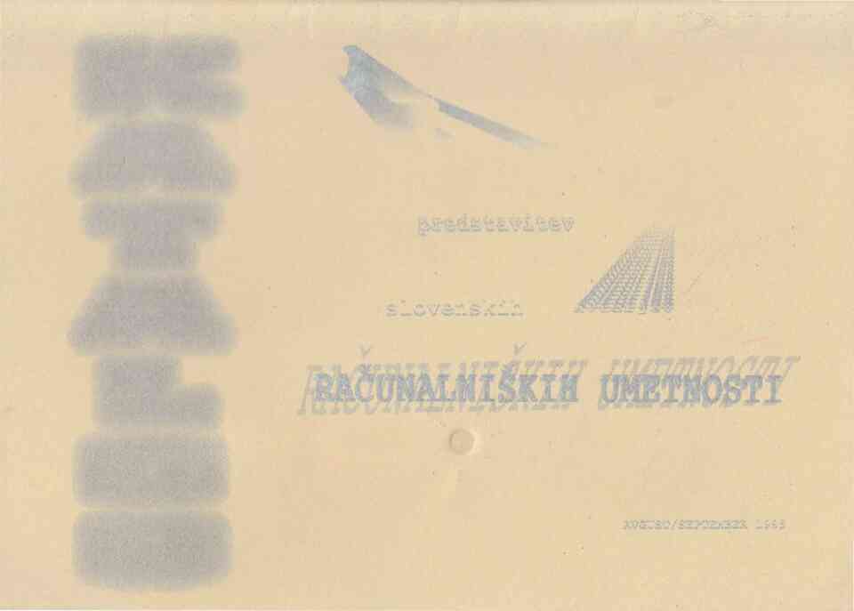 PREDSTAVITEV SLOVENSKIH RAČUNALNIŠKIH UMETNOSTI katalog 1995 Page 01